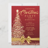 CORPORATE Kerstboom Lint Rood Goud Party Kaart (Voorkant)