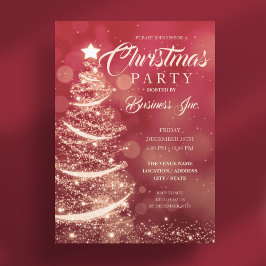 CORPORATE Kerstboom Sparkle Red Gold Party Kaart