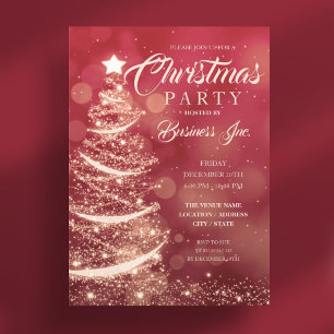 CORPORATE Kerstboom Sparkle Red Gold Party Kaart