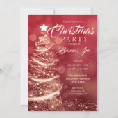 CORPORATE Kerstboom Sparkle Red Gold Party Kaart (Voorkant)