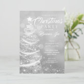 CORPORATE Kerstboom Sparkle Silver Party Kaart (Staand voorkant)