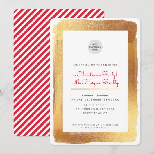 CORPORATE KERSTFEEST logo glam gouden lijst Feestdagenkaart (Voorkant / Achterkant)