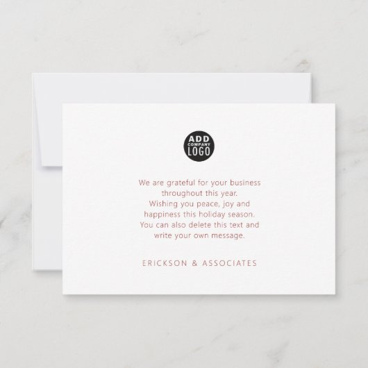 Corporate Logo Christmas Scandi Holiday Kaart (Achterkant)