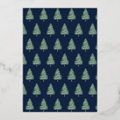 Corporate Logo Christmas Tree Blue & Gold Script Folie Feestdagenkaart (Achterkant)