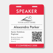 Corporate Logo Event QR Code Red ID Badge (Voorzijde)