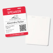 Corporate Logo Event QR Code Red ID Badge (Voor- en achterkant)
