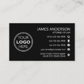 Corporate Logo Fax QR Code Professional Black Visitekaartje (Voorkant)