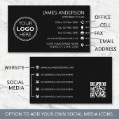 Corporate Logo Fax QR Code Professional Black Visitekaartje