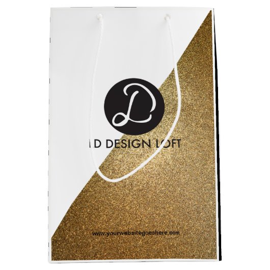 Corporate Logo Gold-kerstmis Medium Cadeauzakje (Voorkant)