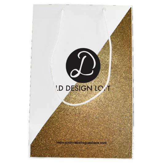 Corporate Logo Gold-kerstmis Medium Cadeauzakje (Achterkant)