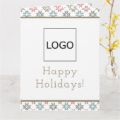 Corporate Logo Holiday Poinsettia, Elegant Feestel Kaart (Gele Bloem)