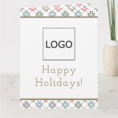 Corporate Logo Holiday Poinsettia, Elegant Feestel Kaart (Voorkant)