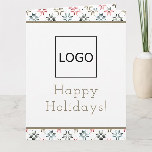 Corporate Logo Holiday Poinsettia, Elegant Feestel Kaart (Voorkant)