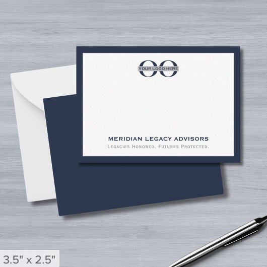 Corporate Logo Navy Blue Border Notitiekaartje