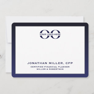 Corporate Logo Navy White Note Kaart 5x7 Notitiekaartje