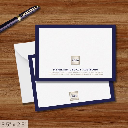 Corporate Logo Navy White Note Kaart Notitiekaartje