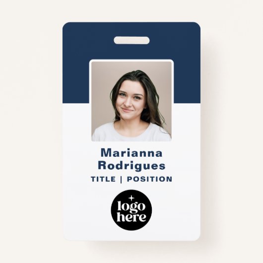 Corporate Logo Photo Custom Employee ID Badge (Voorkant)