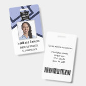Corporate Modern Dark Blue Employee Badge (Voor- en achterkant)