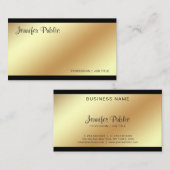 Corporate Modern Elegant Zwart en Goud Plain Visitekaartje (Voorkant / Achterkant)