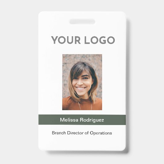 Corporate Olive Green medewerker Foto ID Badge (Voorzijde)