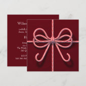 Corporate Party Invitation with Candy Cane Bow Kaart (Voorkant / Achterkant)