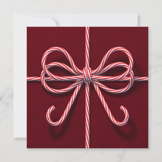 Corporate Party Invitation with Candy Cane Bow Kaart (Voorkant)