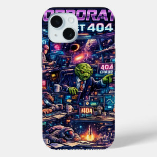 Corporate Planeet 404 Retro Futuristisch Kantoor i iPhone 15 Case