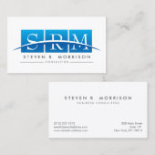 Corporate Professional gestileerd monogram in blau Visitekaartje (Voorkant / Achterkant)