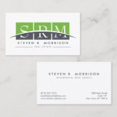 Corporate Professional Gestileerde Monogram Groen Visitekaartje (Voorkant / Achterkant)