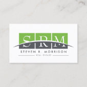 Corporate Professional Gestileerde Monogram Groen Visitekaartje (Voorkant)