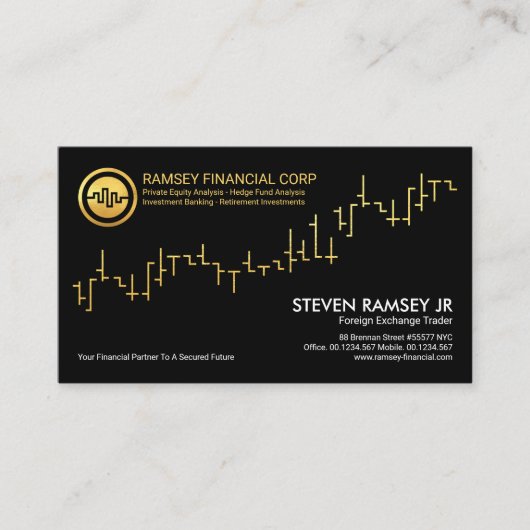 Corporate Professional Gold Stock Graph, financiee Visitekaartje (Voorkant)