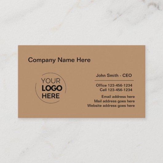 Corporate Professional Logo Design Lichtbruin Visitekaartje (Voorkant)