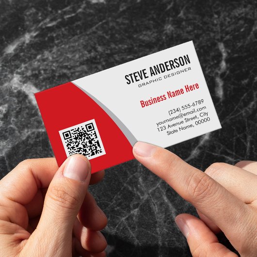 Corporate QR Code Logo - Modern Classy Hot Red Visitekaartje Magneet