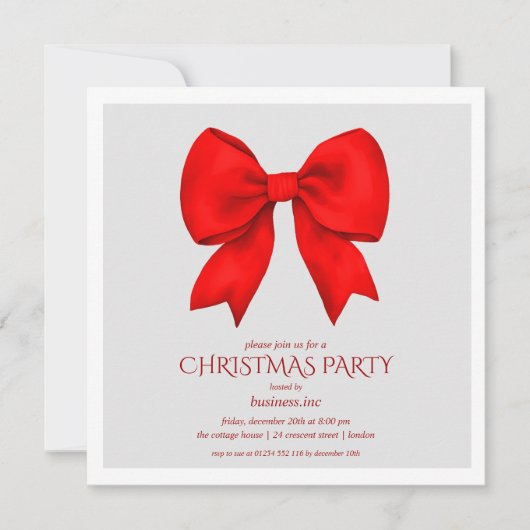 Corporate Red Bow kerstfeest Kaart (Voorkant)