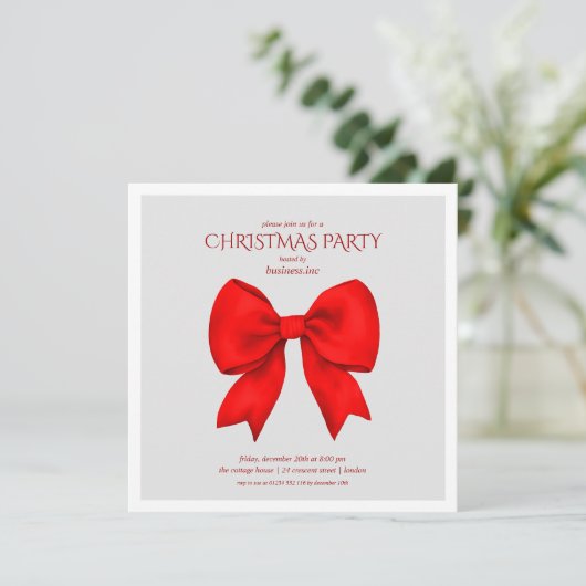 Corporate Red Bow kerstfeest Kaart (Staand voorkant)