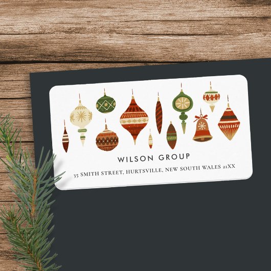 CORPORATE RED GREEN CHRISTMAS ORNATIONS STAR DECOR ETIKET