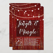 Corporate Red String Lights Jingle en Mingle Kaart (Voorkant / Achterkant)