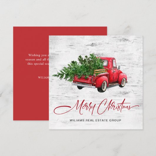 Corporate Retro  Rood Boerderij Vrachtwagen Kerst Feestdagenkaart (Voorkant / Achterkant)