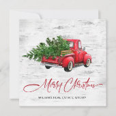 Corporate Retro  Rood Boerderij Vrachtwagen Kerst Feestdagenkaart (Voorkant)