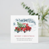 Corporate Retro  Rood Boerderij Vrachtwagen Kerst Feestdagenkaart (Staand voorkant)