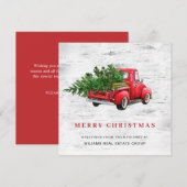 Corporate Retro  Rood Boerderij Vrachtwagen Kerst Feestdagenkaart (Voorkant / Achterkant)