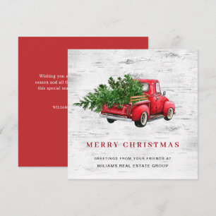 Corporate Retro Rood Boerderij Vrachtwagen Kerst Feestdagenkaart