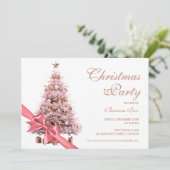 Corporate Rose Gold Christmas Tree Bow Holiday Kaart (Staand voorkant)