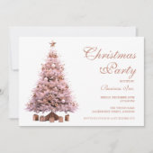 Corporate Rose Gold Christmas Tree Holiday Party Kaart (Voorkant)