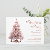 Corporate Rose Gold Christmas Tree Holiday Party Kaart (Staand voorkant)