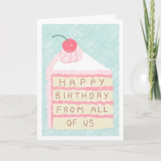 Corporate Schattigee Cherry Cake Slice Happy Birth Kaart (Voorkant)