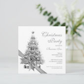 Corporate Silver Christmas Tree Bow Holiday Party Kaart (Staand voorkant)