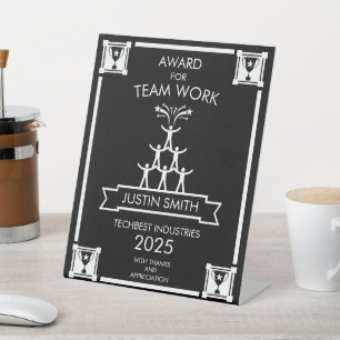 Corporate Staff Team Work Award Reclamebord Met Voetstuk