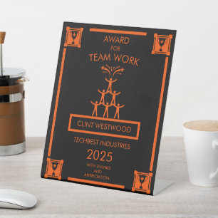 Corporate Staff Team Work Award Reclamebord Met Voetstuk