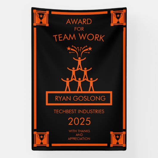 Corporate Staff Team Work Award Spandoek (Verticaal)
